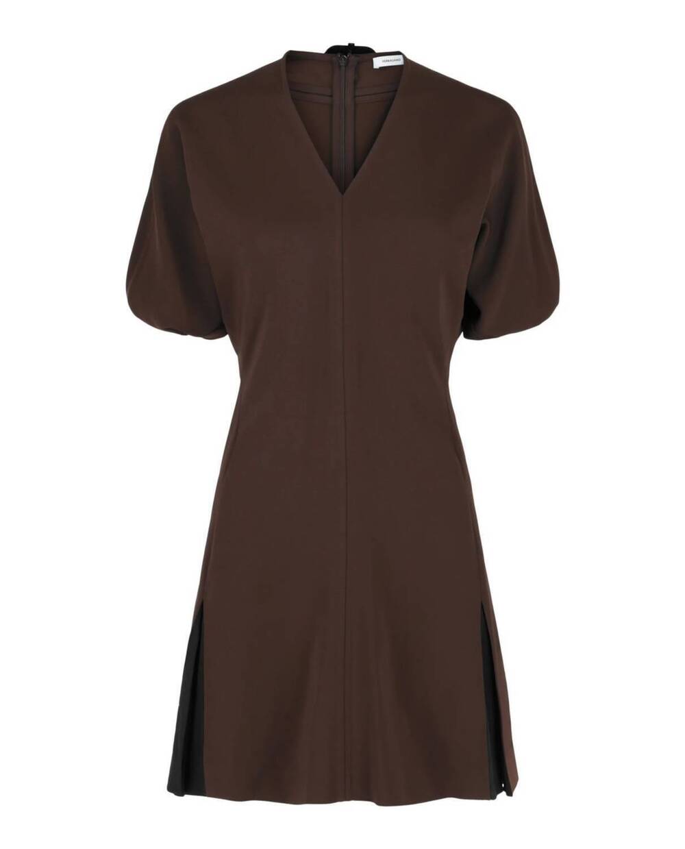 NEW SALVATORE FERRAGAMO women's flared mini dress in dark brown